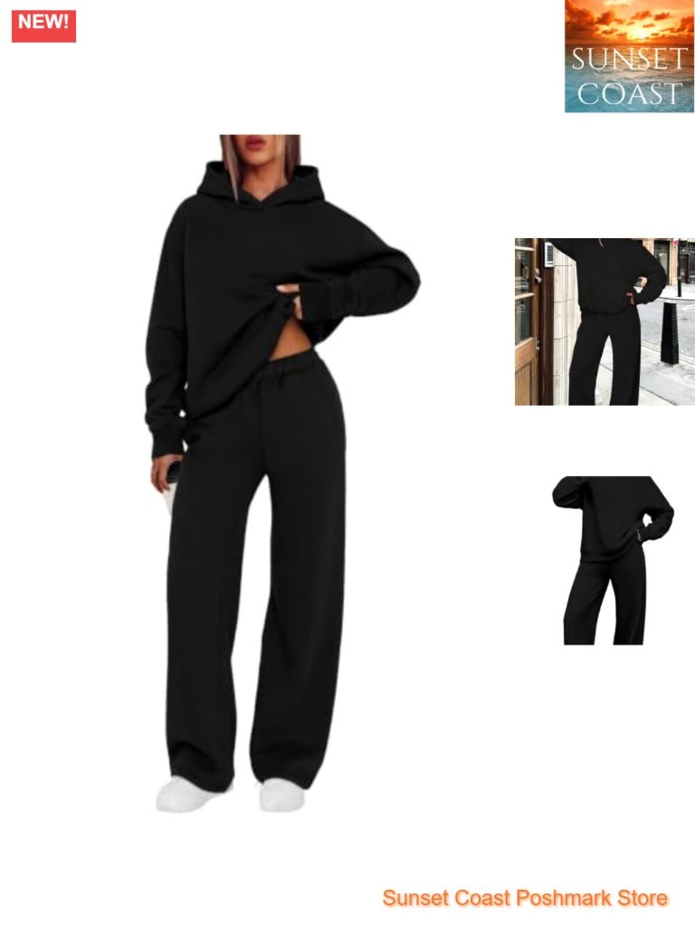 Womens 2 Piece Sweatsuit Set Hoodie Wide Leg Sweatpants Lounge Matching Set